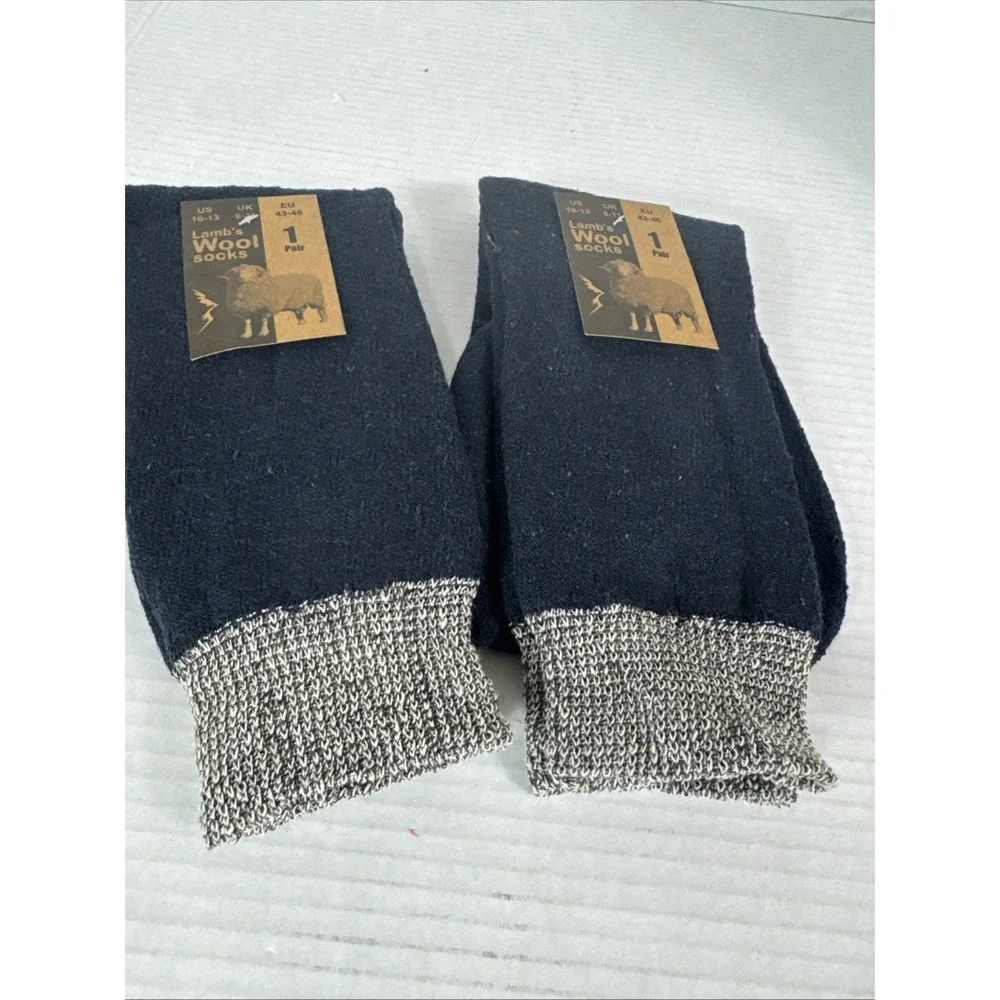 Lamb's Wool Blend Socks NEW Men's US 10-13 Lot of 2 Blue Calf Length 1397